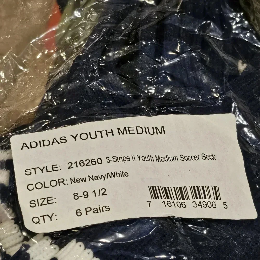Adidas 3 Stripe II Youth Soccer Socks Med Youth 8-9.5